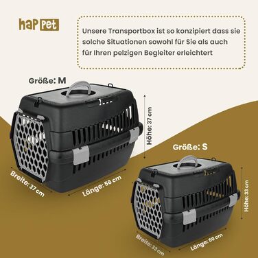 Транспортна переноска для котів та собак TEDDY Grau – міцна, добре провітрювана, 56x37x37 см