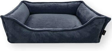 Ортопедичне ліжко для собак 4L Textil IRIS Premium-LINE, корзина для собак, м'яке ліжко з піною з пам'яті ефекту (80x60 см, темно-сірий)