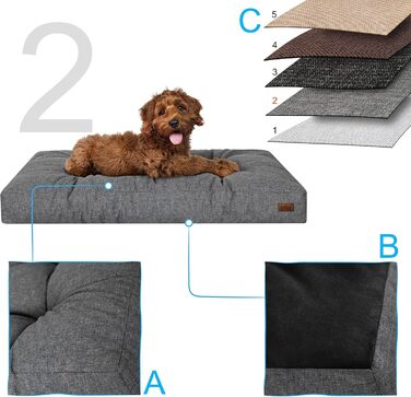 Крісло-ліжко для собак, прямокутне, 75 x 50 см, антрацит