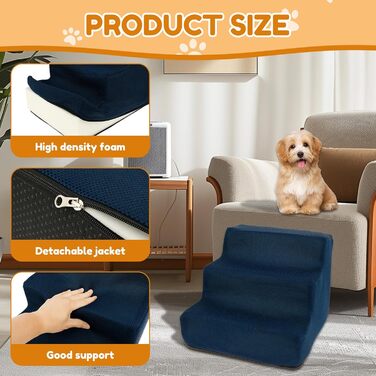 Сходинка для собак Haustiertreppe: 3 сходинки, 27 см, з неслизьким покриттям, для маленьких собак, котів, на ліжко, диван, авто