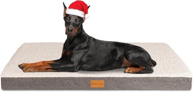 Ортопедичне ліжко для собак Patas Lague, велике, 91,4 x 61 см, м'яке, водонепроникне, з піною, знімний, пральний чохол, неслизьке дно, рожевий (JUMBO:56x40x3.5 IN, слонова кістка)