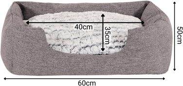 Крісло-лежанка для собак та котів Lionto з м'яким двостороннім подушкою, 60x50 см, сірого кольору