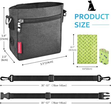 Футляр для ласощів для собак з магнітною застібкою, сумка для тренування собак з знімною внутрішньою кишенькою, багатофункціональний контейнер для ласощів для собак зі спонжером для екскрементів, сірий світло-сірий