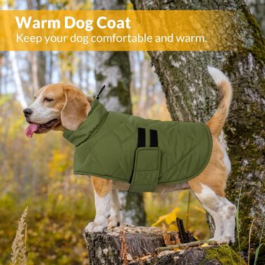Зимовий одяг для собак великих порід: тепла куртка для такси, бульдога - вітронепроникна для дому та вулиці, кемпінгу, походів, 3XL, зелена