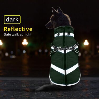 Водонепроникні куртки для собак, зимові теплі куртки для собак, одяг для домашніх тварин з відбиваючими елементами, куртки для собак у холодну погоду, затишні костюми від снігу, куртки та жилети для маленьких, середніх та великих собак (Зелений, 5XL)