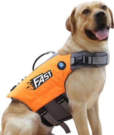 Кайле Однотонні Кольорові Плавці для собак, спортивний стиль, регульовані, з рятувальним ручкою, зелені (S, Orange)