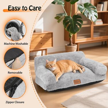 М'яке ліжко-диванчик для котів та собак Nobleza, 60x45x30 см, сірий колір