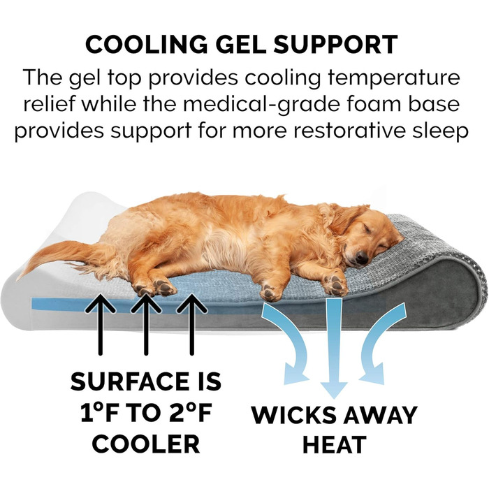 Холодне ліжко для собак Furhaven з гелевим наповнювачем, розмір L, сірий, знімний, washable cover, для собак до 17,2 кг, Minky Plüsch & Samt, Luxe-Liegestuhl-Matratze