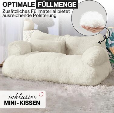 Кігтеточка-софа для котів та собак Noviclass Simba, 70x48 см, з міні-подушкою, знімний чохол (кремовий)