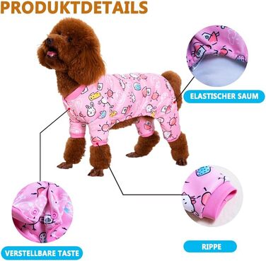 Піжама для собак з флісовою підкладкою, мила піжама з сердечком для собак, теплий м'який комбінезон для кошенят та собак, тепла та зручна одяг для домашніх тварин (Рожева, XXXXL)