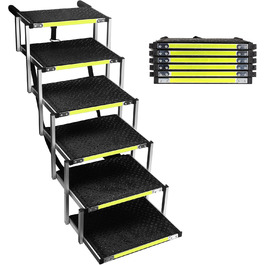 Сходинки для собак Robuster з 6-шарового алюмінію з тканини 1680D PVC – протиковзкі, легкі та портативні – ідеально підходять для авто, SUV, вантажівок – Чорний (106 x 80 x 43 см)