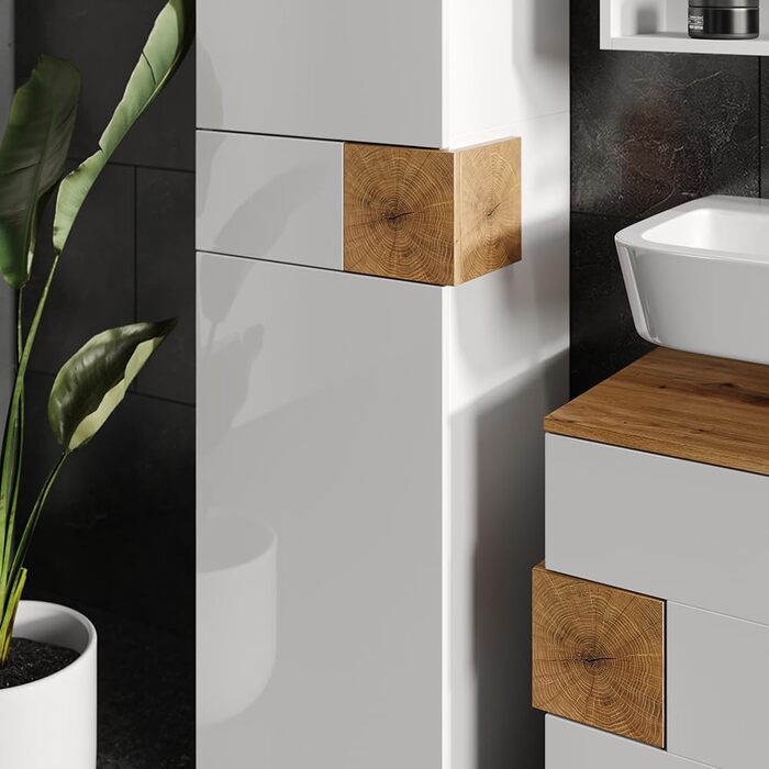 Шафа для ванної Vicco Eden, 40x84 см, білий/дуб артізан, високий пенал, меблі для ванної кімнати
