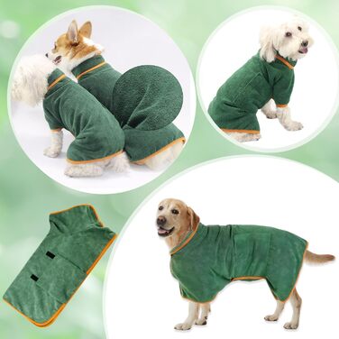 Швидковисихаючий халат для собак з мікрофібри, для малих, середніх та великих тварин, регульований, для собак та котів вагою 13,6–23,6 кг (M)