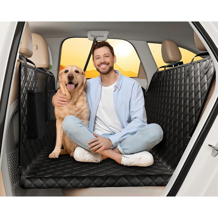 Водонепроникний захист для заднього сидіння авто: килимок для собак з жорсткою основою, захистом від подряпин та оглядовим вікном