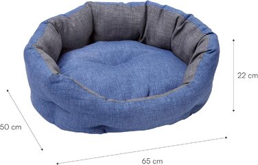 Кругле ліжко для собак та котів Baroni Home, розмір L, 50x65 см, м'яке, зручне, сіре та блакитне, для дому
