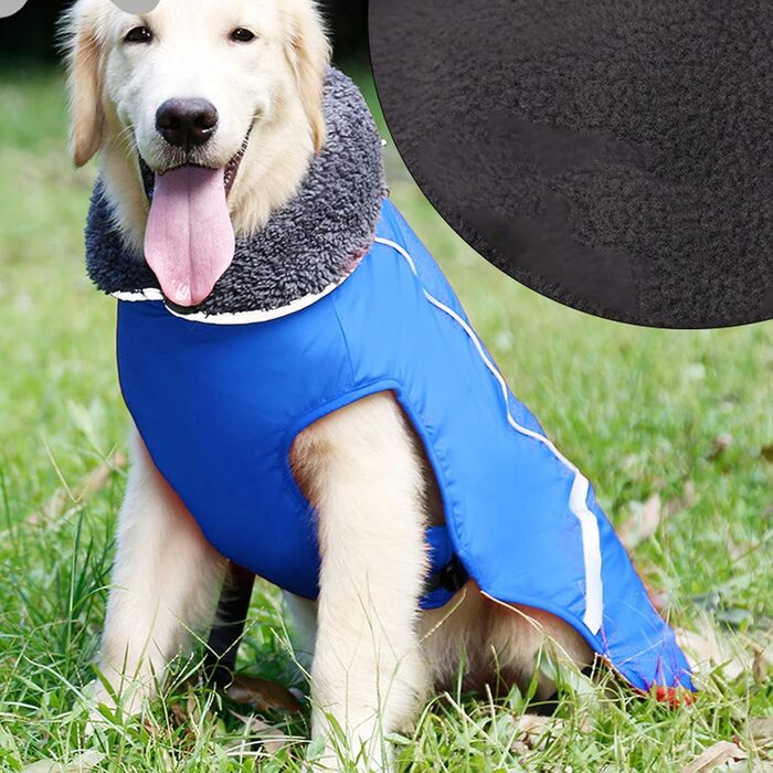 Теплий зимовий пухнастий нашийник для собак, куртка для собак, нашийник з нейлону з відбиваючим дизайном, XXXL, блакитний