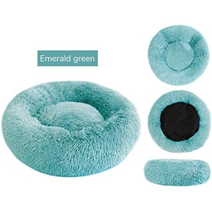 Кругле плюшеве ліжко для тварин Deluxe - ліжко-бублик для собак та котів, 80 см, смарагдовий колір