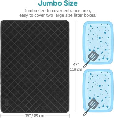 Килимок для котячого туалету Conlun Katzenklo Matte, 119 x 89 см, сітка, водонепроникний, чорний