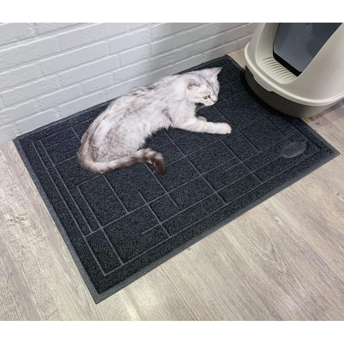 Килимок для котячого туалету VIVAGLORY, сірий, 90x60 см, миючий, для збору наповнювача