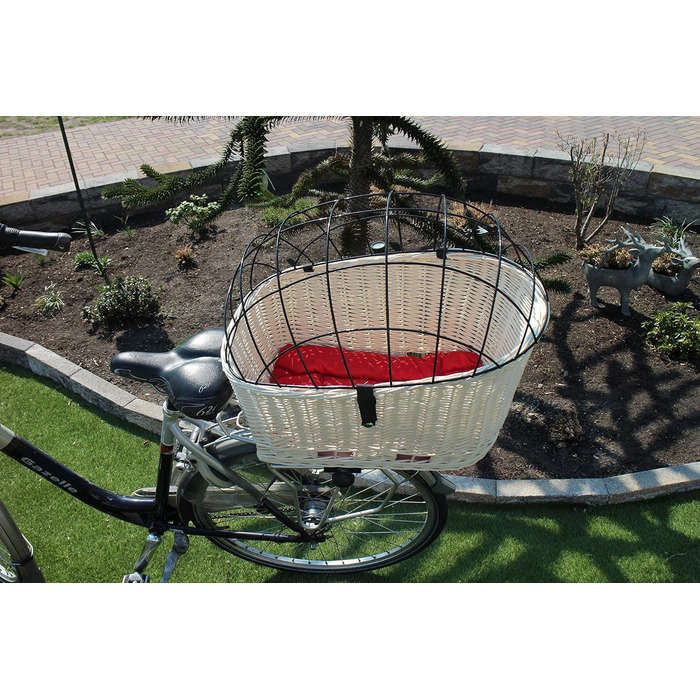 Корзина для собак на багажник Marcus Hundefahrradkorb XXL з плетіння з лози та металевим ґратом, з подушкою