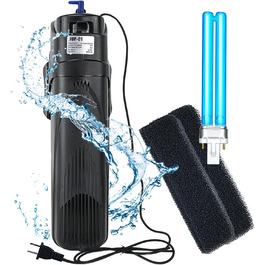 Coospider UV фільтр для акваріума JUP-01 9W, 800 л/год, для 150-300 л, внутрішній фільтр з лампою від водоростей та запасними елементами