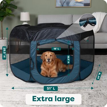 Переносний вольєр для собак та котів Furhaven, складаний ігровий майданчик/вольєр для дому та вулиці з блискавкою, зелений та рожевий, XL зелений/рожевий (Sailor Blue, Extra Large)