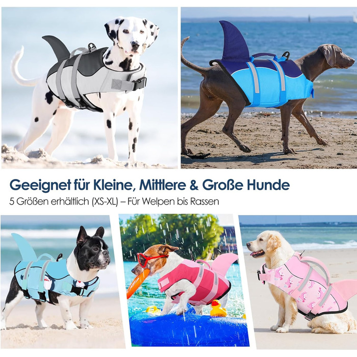 Спасальний жилет для собак AOFITEE, блакитний, з ручкою та світловідбиваючими смугами, XS