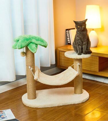 Дряпка для котів LUCKITTY у вигляді пальми з гамаками та іграшкою, когтеточка для кошенят, стовпчик і гамак, меблі для котів