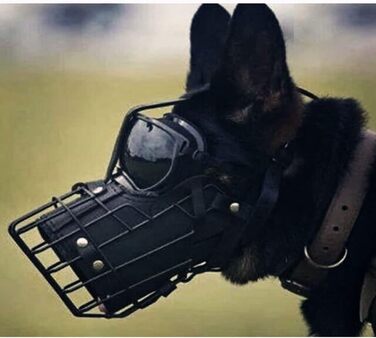 Металевий нашийник-намордник з шкіряним ремінцем для німецької вівчарки, добермана, ротвейлера та інших великих собак (упаковка 10 шт.)