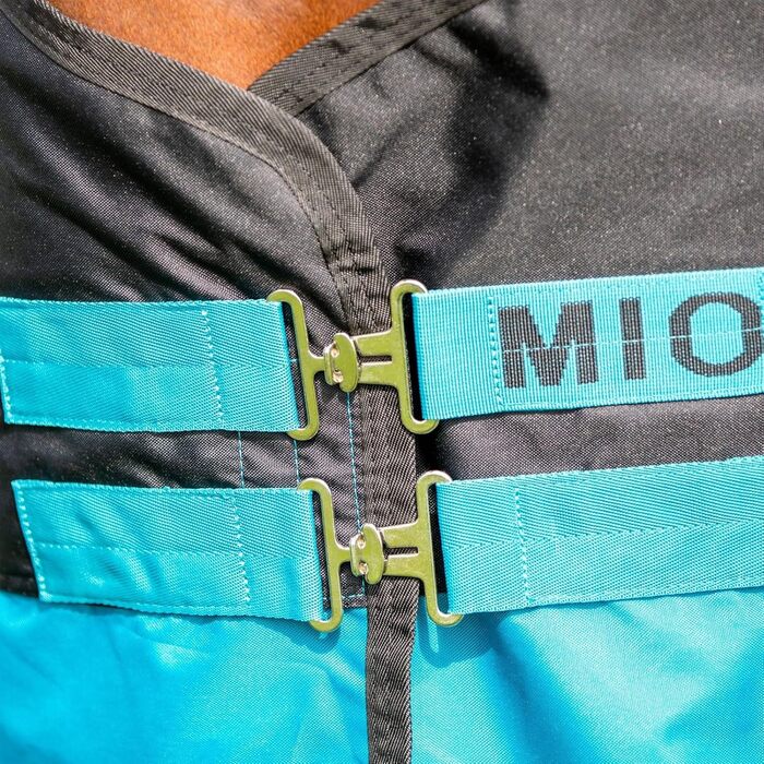 Водонепроникна кінська попона Horseware Mio Turnout Lite, чорна з бірюзовим, HW 20