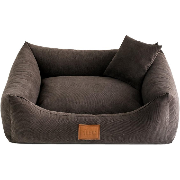Лежак для собак Sofa Sun, 100x80 см, темно-коричневий, 6 розмірів, 4 кольори, м'який диван для собак, подушка, кошик