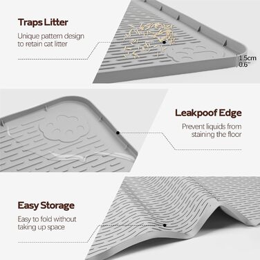 Килимок для котячого туалету Bartuke Katzenklo Matte, великий розмір 101 x 71 см, силіконовий, контролює розсипання, м'який для лап котів, легко миється (Зелений)