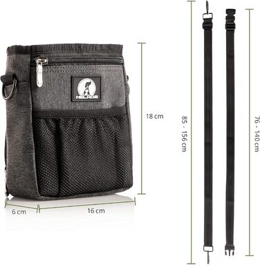 Мішок для ласощів для собак - міцний та водонепроникний аксесуар для прогулянок та тренувань (Чорний, Grey Edition)