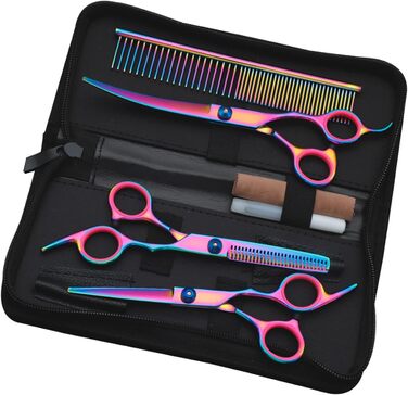 Набір для грумінгу собак, професійний, з нержавіючої сталі, безпечні кругові кінчики, 7-в-1, для собак та котів