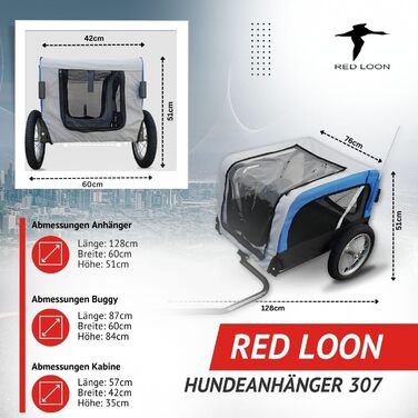 Фаркоп-причіп для собак 2в1 Red Loon Mini - блакитний (з прапорцем)