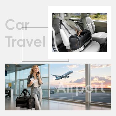 Транспортна переноска для кота/собаки 4 Pet, чорна, з сіткою та захистом, для подорожей літаком та авто