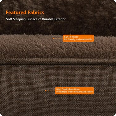 Ліжко для собак, лежанка для собак, подушка для собак, корзина для собак. Знімне та пральне, коричневого кольору, 90 x 75 x 25 см