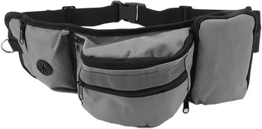 Сумка для корму для собак, поясна сумка, бананка для собак, бананка для тренувань, поліестер, кілька кишень, знімна кишеня для ласощів (сіра)