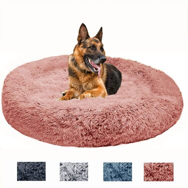 М'яке ліжко для собак Yuly, велике, середнього розміру, зручне, кругле, для котів та собак, рожеве (діаметр 100 см)