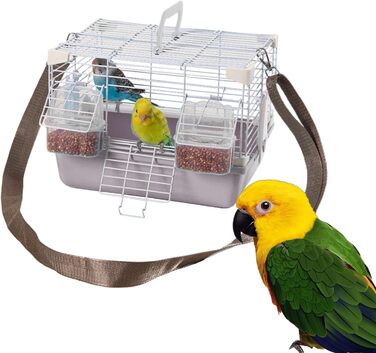 Клітка-переноска Vogel Reisekäfig для хвилястих папужок | Міцна переноска для дрібних тварин, сірого кольору