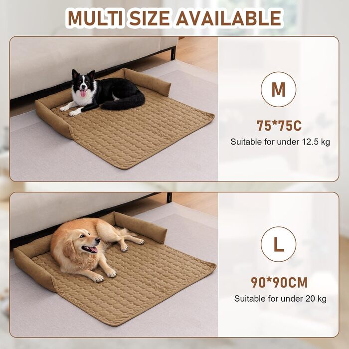 OKYUK Преміум лежанка для собак - захист дивану для тварин, ручної роботи та пральна подушка для собак, м'яка лежанка для собак для всіх розмірів (Корд Кава, 75 x 75 см) 75 x 75 x 10 см Корд Кава