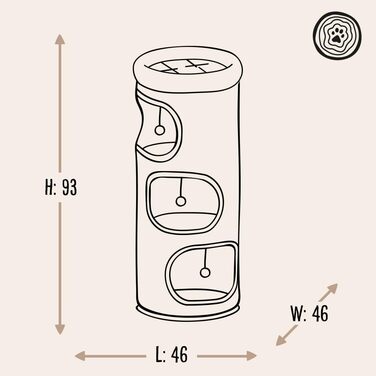 Кігтеточка Natural Paradise Primrose | Стабільна кігтеточка з міцного сизалю | Кремового кольору | H 93 x Ø 46 см (XL) X-Large