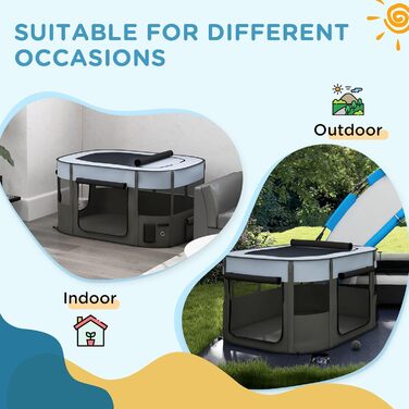 Клітка для собак PawHut, вольєр для тварин, переносний складаний вольєр для собак та котів з сумкою для зберігання, 114 x 89 x 59 см, сірий, XL