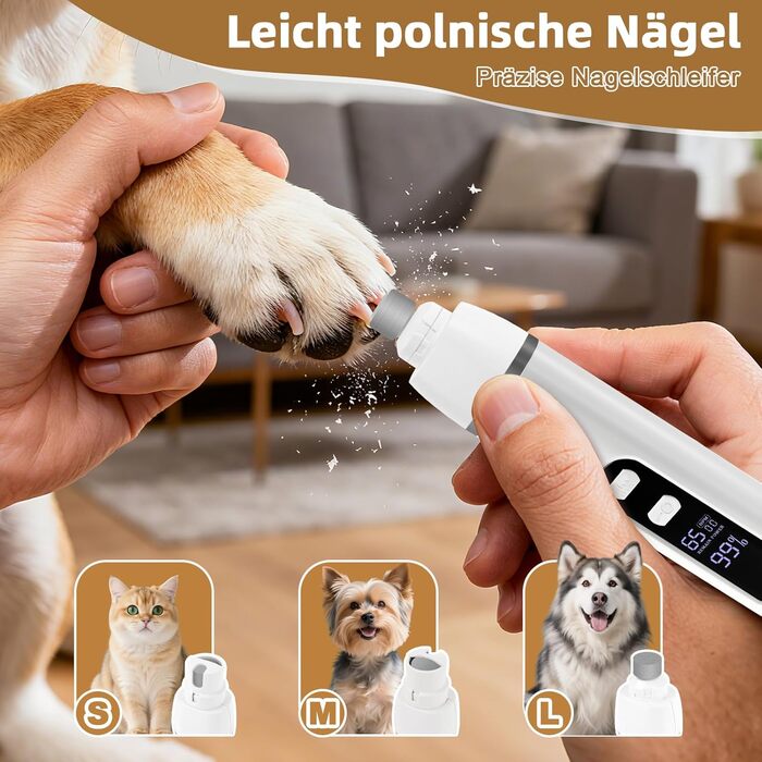 ETACCU 4в1 Безшумна машинка для стрижки собак та котів з LED-дисплеєм. Машинка для стрижки, триммер для лап, точилка для кігтів. Для тіла, лап, очей, вух, обличчя.