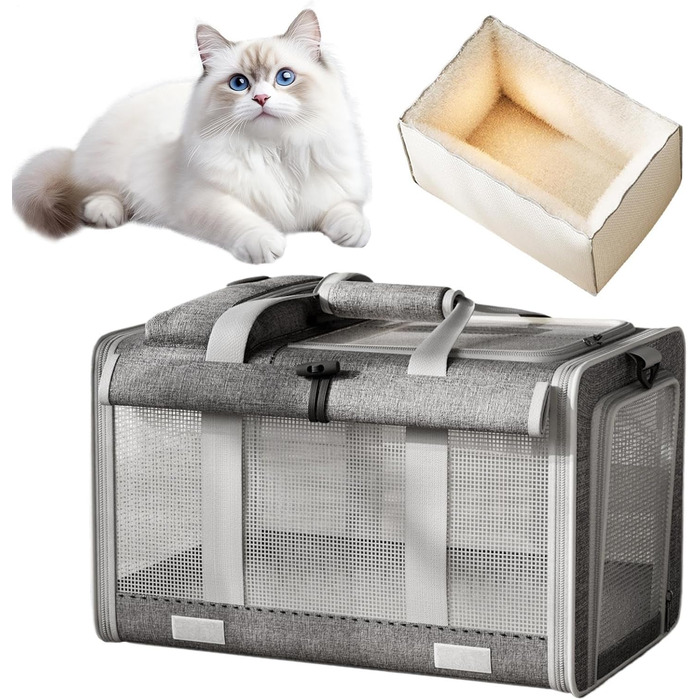 Сумка-переноска для собак та котів, сіра. Ідеальна для подорожей, прогулянок та кемпінгу