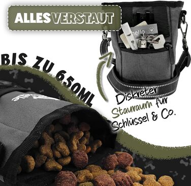 Сумка для ласощів SnackKeeper з магнітною застібкою, 650 мл, з дозатором пакетів для вигулу собак, на пояс, сірого кольору