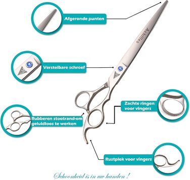 Набір професійних ножиць для грумінгу собак Achilles – 17,8 см, для догляду за шерстю