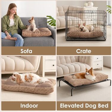 Килимок для собак великих порід EHEYCIGA, 104x68 см, XL, коричневий, з штучним хутром та льоном