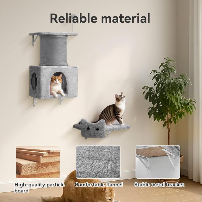 Комплекс для котів BYBYME з гамаком, ліжком та когтеточками, 6 предметів, сірий