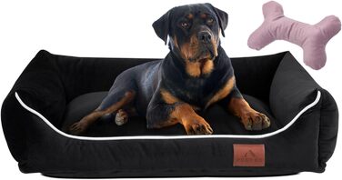 Крісло-ліжко для собак FUUFEE L (100 x 80 см) | Зручне ліжко для великих собак | Легко миється, знімний чохол на блискавці | Колір: Чорний